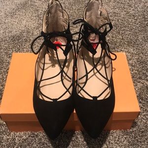 Gently used (worn 1X), W/ Box, Lace-up Flats.